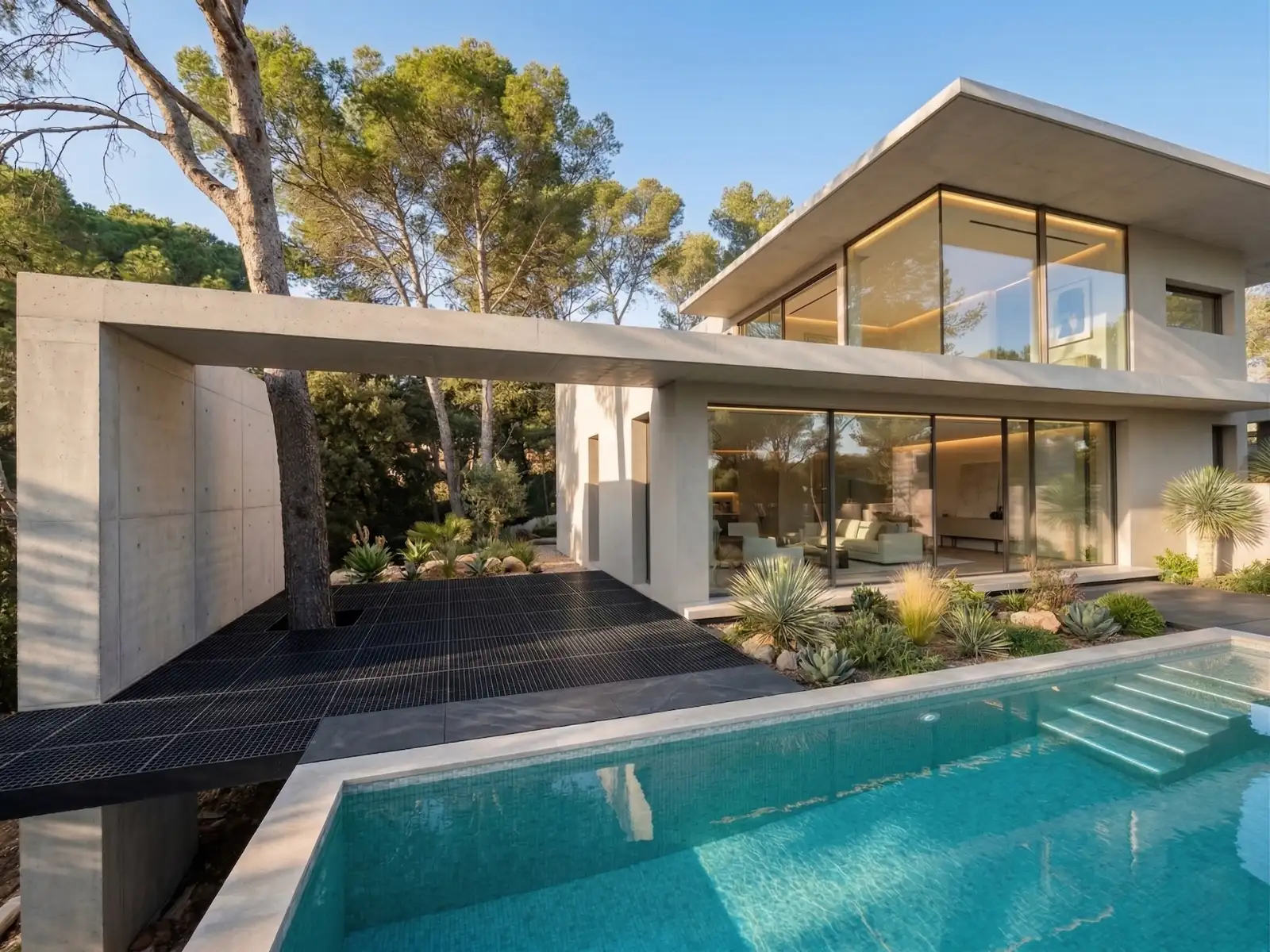 Contemporary villa construction Clapiers suspended swimming pool architect Montpellier LEWISA home