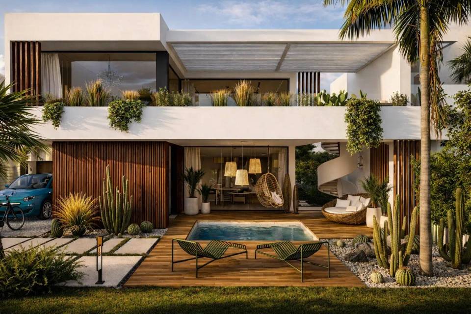 Plan d'ensemble villa balnéaire contemporaine